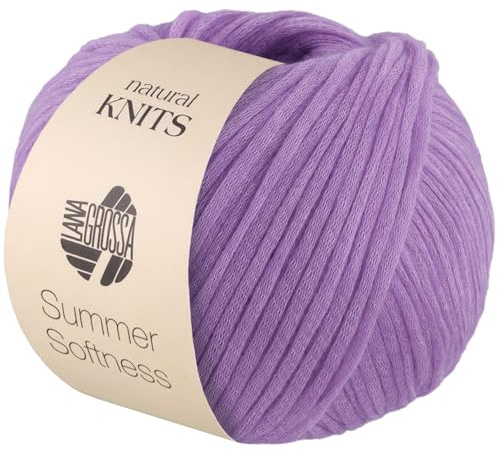 LANA GROSSA Summer Softness | Zartes Baumwollschlauchgarn, voluminös gefüllt mit flauschigen Merinofasern | Handstrickgarn aus 80% Baumwolle (Bio) & 20% Schurwolle | 50g / 130m FB 29