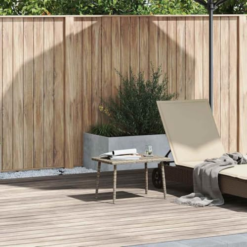 Owoxanthellate Gartentisch 60x40x37 cm Hellgrau aus UV-beständigem PE-Rattan mit pulverbeschichtetem Stahlrahmen Modernes Design und Robustheit für Balkon Terrasse und Wohnbereich