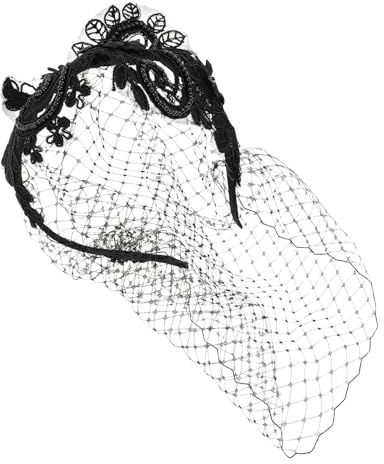 Toyvian Netzschleier Haarreif mit Strass Retro Braut Fascinator in Schwarz Vintage Haaraccessoire für Hochzeiten und Teepartys