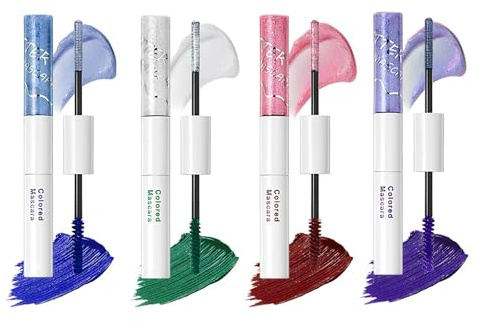 4 Pcs Glitzer Mascara für Wimpern Glitzer Wimperntusche Glitter Mascara Topper Glitzermascara Wasserfest Geeignet für Geburtstagsfeiern, Bühnenauftritte und Hochzeiten