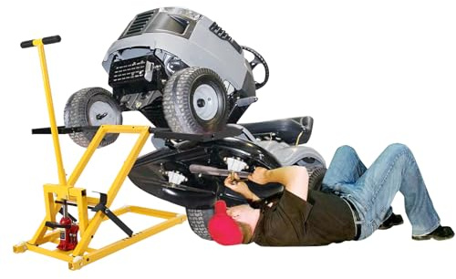 Ride on Mower Jack Lift, 227kg Load Capacity Folding Lawn Mower Lift with Hydraulic Jack, 1.3-66 cm Height Adjustable, Telescopic Maintenance Jack for Garden Tractors ATVs Maintenance