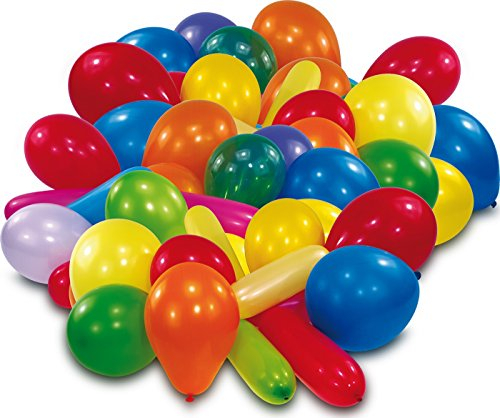 Amscan 9199 - Latexballon Formen und Farben, 100 Stück, farbig sortiert, Luftballon