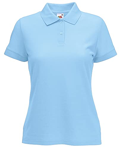 Fruit of the Loom Womens Lady-Fit 65/35 Short Sleeve Polo Shirt (M) (Sky Blue)