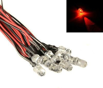 Pack of 10 x Flashing 5mm Prewired LEDs with Black Bezel Holders Light Lamp 12V Hobby Electronics Electrical (Red Flashing)