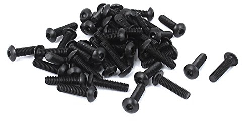 sourcing map M2,5x 10mm Knopfkopf Innensechskantschraube Schwarz 50Stk