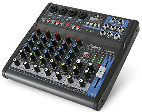 Pyle Audio Mixer, Channel Bluetooth Professional DJ Mixer, Sound Board Console Desk System- 48V Phantom Power Stereo for Recording, Live, Streaming, Podcasting, Karaoke, DJ, Studio
