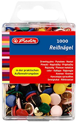 1000 Reißnägel / Reißzwecken / Heftzwecken / farbig sortiert