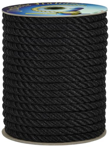 Corderie Italiane 006047148 Gherlino Cima per ormeggio, Diametro 8 mm, 30 metri, Nero