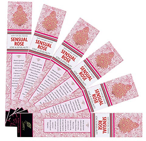 SVATV Herbal & Ancient Method Rose Bâton d'encens avec Paquet de 6 encens pour la méditation, Le Yoga, Le Spirituel, l'aromathérapie - 15g x 6 | 90g