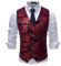 Allthemen Weste Herren Westen Gilet Jacquard Anzugweste für Hochzeit und Party Rot XL