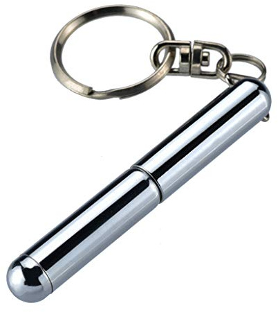 Aomili Edelstahl Teleskop-Kugelschreiber Tele Pen Form Schlüsselanhänger Anhänger, Mini Kugelschreiber mit Schlüsselanhänger (Silber)