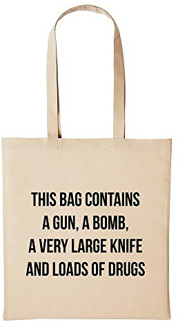Huuraa Baumwollbeutel Bag Contains Gun Bomb Knife Geschenk Einkaufstasche Natural 10 Liter Baumwolle Bag Contains Gun Bomb Knife Accessoire