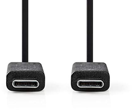 Nedis USB-Kabel - USB 3.2 Gen 2 - USB-C Stecker - USB-C Stecker - 15 W - 10 Gbps - Vernickelt - 1.00 m - Rund - PVC - Schwarz - Aufhänger