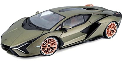 Bburago Lamborghini Sian FKP 37: Modellauto im Maßstab 1:18, Türen, Kofferraum und Motorhaube zum Öffnen, electric gold (18-11046)