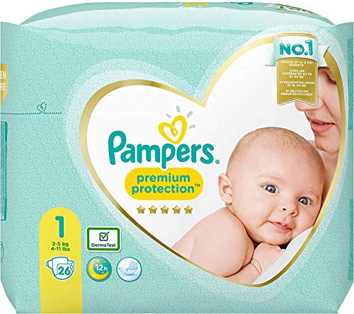 Pampers (Alte Version), New Baby Windeln, Größe 1, 2-5 kg, 4er Pack (4x 26 Stück)
