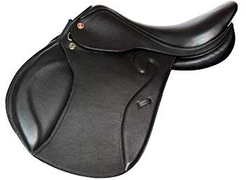 LSB-CHUNJIE3, 1 x Sattel aus Rindsleder, Sattel aus Kunstleder, Sattel Englisch, Endurance, Sattel aus echtem Leder, komfortabel (Farbe: Schwarz, Größe: 43,8 cm)