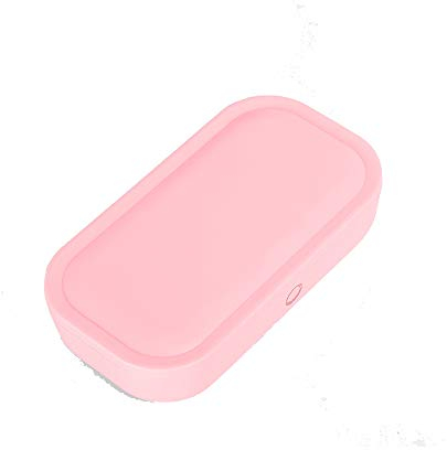 ZXLLAFT Multifunktionales ùv Reiniger ùvc Box Reinigen, mit Schnelles Kabelloses Ladegerät Grosse Kapazität ùvc Sauberes Boxen, für Handy, Uhren, Schmuck, Brillen, 99,9% Sauber,Rosa