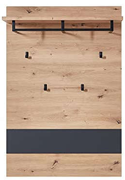 moebel-eins Mailand Garderobenpaneel, Material Dekorspanplatte, Artisan Eiche Nachbildung, graphitfarbig