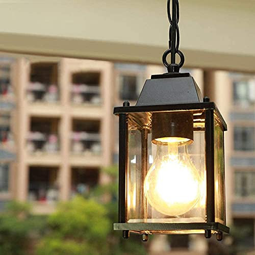 Mengjay Trade Vintage Pendant Lights Outdoor Waterproof Ceiling Lights Industrial Aluminum Glass Hanging Chandelier Lighting for Porch, Corridor, Villa, Yard, Indoor, E27,Height Adjustable (Style A)