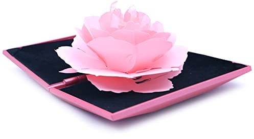 Tiardey Jewelry Box Rose Ring Box Flower Jewelry Gift Surprise Display Rings Holder Case Pendant Tray Valentine's Day Earrings Organizer - Pink