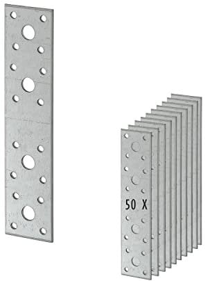 50 x siwitec Flachverbinder 180 x 40 mm sendzimir verzinkt, Materialstärke 2,5 mm, CE-Kennzeichnung, witterungsbeständige Lochplatte Holzverbinder, Lochblech Montageplatte, Flachstahl verzinkt