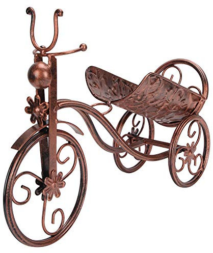 Serlium Weinhalter aus Eisen, Weinflaschenregal mit dreiradförmigem Ständer für Bartheken-Heimdekoration, Schwarze Bronze(Bronze)