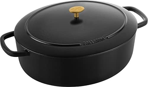 BALLARINI Bellamonte - Cacerola ovalada de hierro fundido esmaltado, 37 cm, 9,5 L, color negro