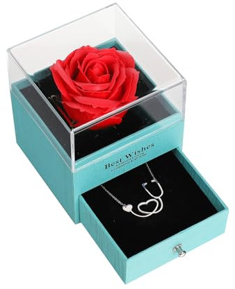 HSWYFCJY Rosa eterna, Scatola di Fiori Verde con Regalo, Regalo per Donne, per San Valentino, Festa della Mamma, Anniversario, Compleanno per Mamma, Sorella, Moglie