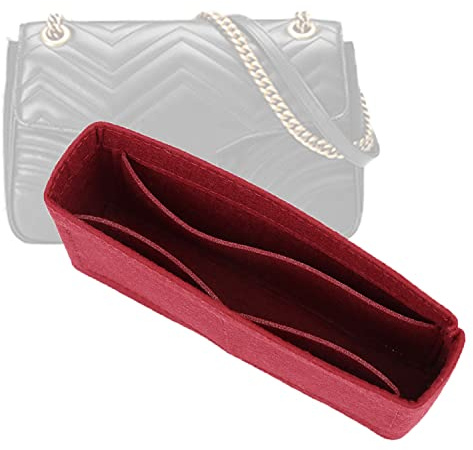 D.DUO Geldbörsen-Organizer-Einsatz, Filztasche mit Taschen, Mini-Handtasche, Former-Einsatz für GG Marmont Matelasse, verwandeln Sie Ihre Tasche in eine Umhängetasche (Rot, Medium)