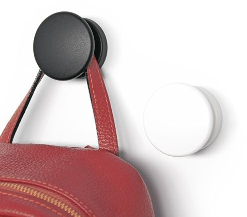 KalaMitica - Lot de 2 Crochets Porte-Manteaux Magnétiques, Blanc et Noir Laqués