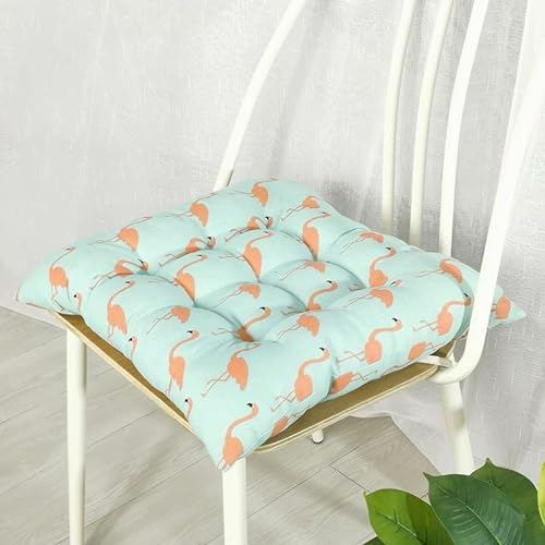 Lukery Stuhlkissen rutschfeste, Waschbare Leinen Weiche Platz Sitzkissen Komfort Stuhlauflage als Stuhl Kissen für Outdoor & Indoor Gartenstuhl, Küche oder Esszimmerstuhl (40x40cm,Flamingo)