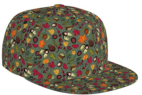 Ahdyr Eamless-Muster mit einem Herbstthema. Farbige Blätter, Kastanien, Zapfen Männer Frauen Golfmützen Baseballmütze Sommer Outdoor Trend Lässige Mode Golfmützen Schwarz