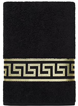 Belle Arti Premium Mäander Handtücher Duschtücher Gästetücher Flauschige Frottee Baumwolle (2er Set - 70 x 140 cm, schwarz)