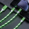 Aiivioll 3-in-1 LED USB Cable, Flowing LED Charging Cable, 1.2m USB Fast Charging Cable for Phone, Android, Micro USB, Type-c, Smartphone and Tablet (Green 1.2m)