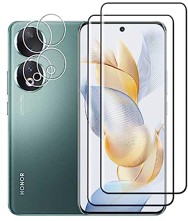 Wookfiss Verre Trempé pour Honor 90 5G, 2 Pièces 3D Film Protection écran et 2 Pièces Caméra Arrière Protecteur, Protector Tempered Ultra Resistant Vitre Ecran Protecteur Anti Rayure