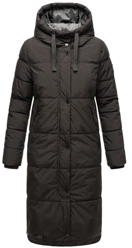 MARIKOO Damen Wintermantel warmer Steppmantel lang mit Kapuze Soranaa XS-XXL