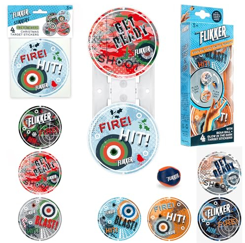Flikker Christmas Nerf Target Gift - Cool Gadget Toy + Fun Stocking Filler With Extra Swappable Christmas Targets - Fun Novelty Gift for Boys, Girls, Kids & Teens