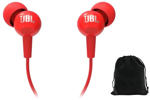 JBL Earbuds C100SI In-Ear-Kopfhörer mit Mikrofon, inklusive Tragetasche, Rot