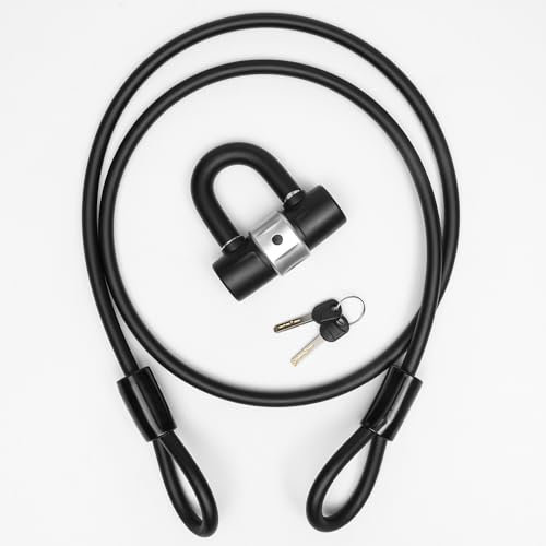 Heavy Duty Padlock with 1.5M Cable Lock - Weatherproof & Rustproof Motorcycle Lock - Ideal for Motorbike, Scooter, Shed, Gate & Garden Fence