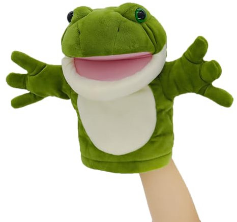 Tiny Heart Handpuppen Frosch Plüschtier Plüschspielzeug Kinder mit funktionierendem Mund Niedlich Weich Realistisch Gefüllte Plüschpuppe Geschichtenerzählen Fantasievoll Lehren Geburtstagsgeschenke
