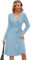 Newshows Strickkleid Damen Herbstkleid Pulloverkleid Winterkleid Langarm Elegant Kleid für Herbst Winter Hellblau
