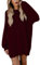 Viottiset Damen Mini Pulloverkleid Rundhals Lange Pullover Übergroßer Langarm Nachahmung Nerz Pelziger Winter Rubin L