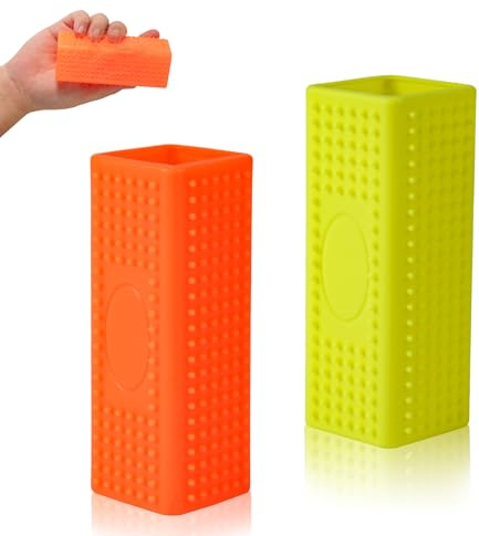 PEUTIER 2pcs Silicone Pet Hair Brushes, Convenient Block Roller Cleaner Reusable Pet Hair Carpet Brush Portable Carpet Cleaner Roller for Furnishings Sofa Carpets Couch Bedding (Yellow & Orange)