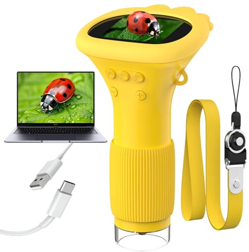 Microscopio para Niños,Microscopio de Bolsillo OUTACT con 8 LED,Microscopio Digital 1000x con Mando de Ajuste,Microscopio Infantil Portátil con 4 Niveles de Ajuste,Mini Microscopio con Función de Foto