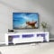 Panana Large TV Unit TV Stand for 85 TVs High Gloss Front Entertainment Unit with RGB LED Lights, 2 Drawers Storage & Glass Shelves, 200cm x 33cm x 45cm (White)