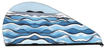 Waves lapping at the rocks Gorro de pelo seco de terciopelo coral, turbante de secado rápido para el hogar y viajes, perfecto para fiestas en la piscina, playa, baño