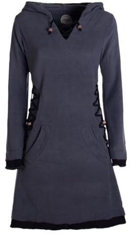 Vishes - Alternative Bekleidung - Extra warmes Damen Elfenkleid Winterkleid Sweatkleid Eco-Fleece grau 36
