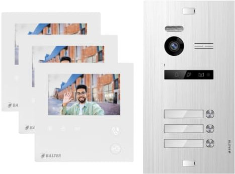 Balter by SCHUTZER Video Gegensprechanlage EVO MINI 2-Draht Bus Komplettsystem für 3-Familienhaus Silver
