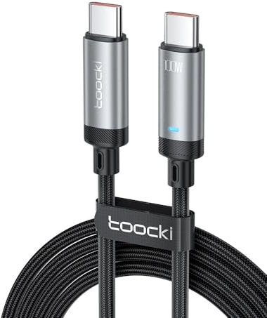 toocki USB-C auf USB-C Kabel, 100 W, 2 m, Nylon, geflochten, kompatibel mit iPhone 16 15 Plus Pro Max MacBook Pro iPad Galaxy S24 Plus Ultra S23 S24