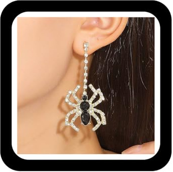 Wendalern Halloween Spinne Ohrring Für Frauen Schwarz Kristall Spinne Baumeln Ohrring Lange Strass Kette Quaste Spinne Tropfen Ohrringe Gold Cz Spinne Insekt Angabe Ohrringe Party Prom Schmuck